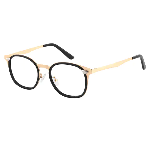Oval Black Gold Eyeglasses