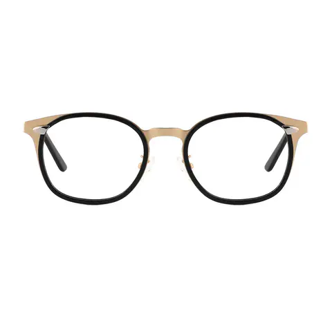 Oval Black Gold Eyeglasses