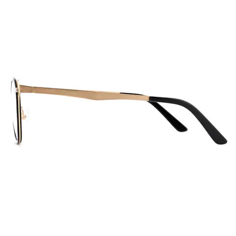 Oval Black Gold Eyeglasses