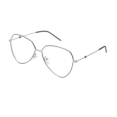 Geometric Black Silver Eyeglasses