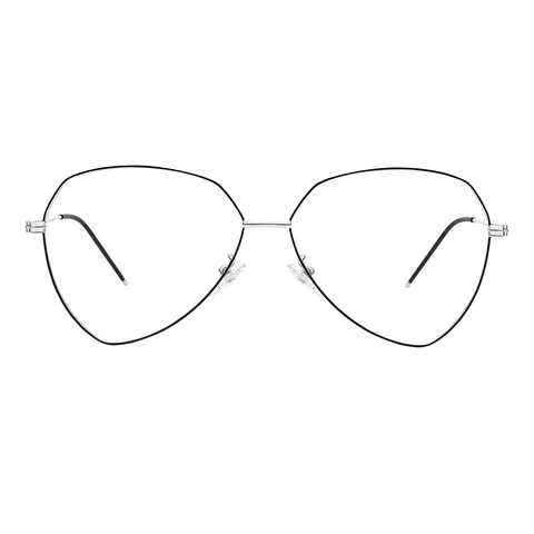 Geometric Black Silver Eyeglasses