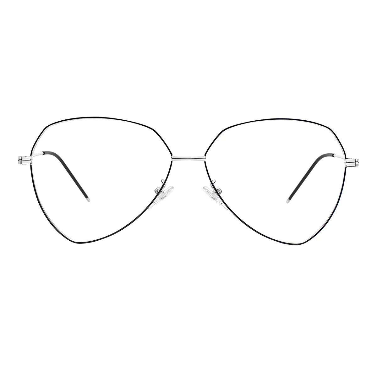 Geometric Black Silver Eyeglasses