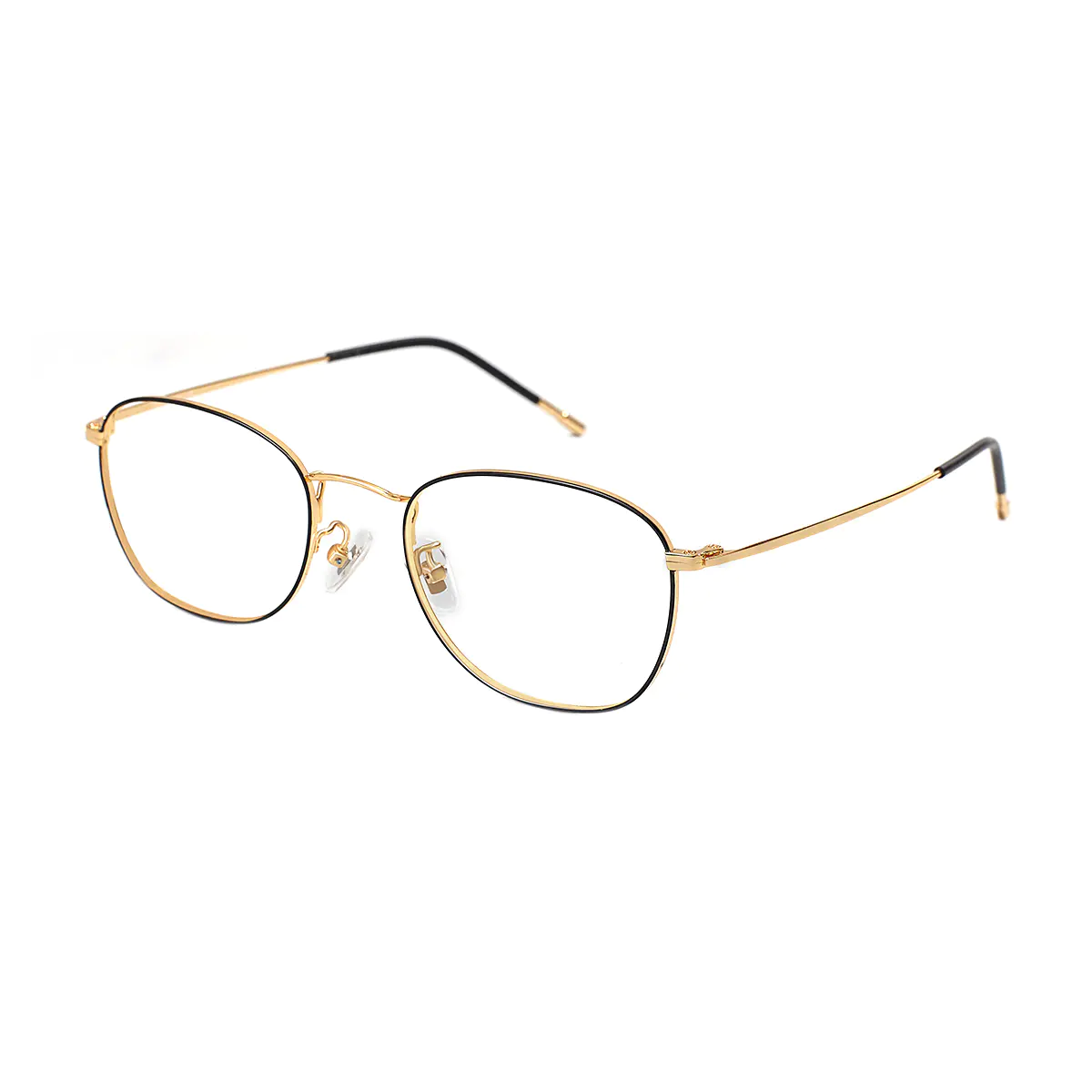 Rectangle Black Gold Eyeglasses
