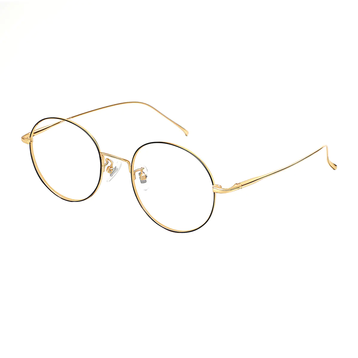 Round Black Gold Eyeglasses