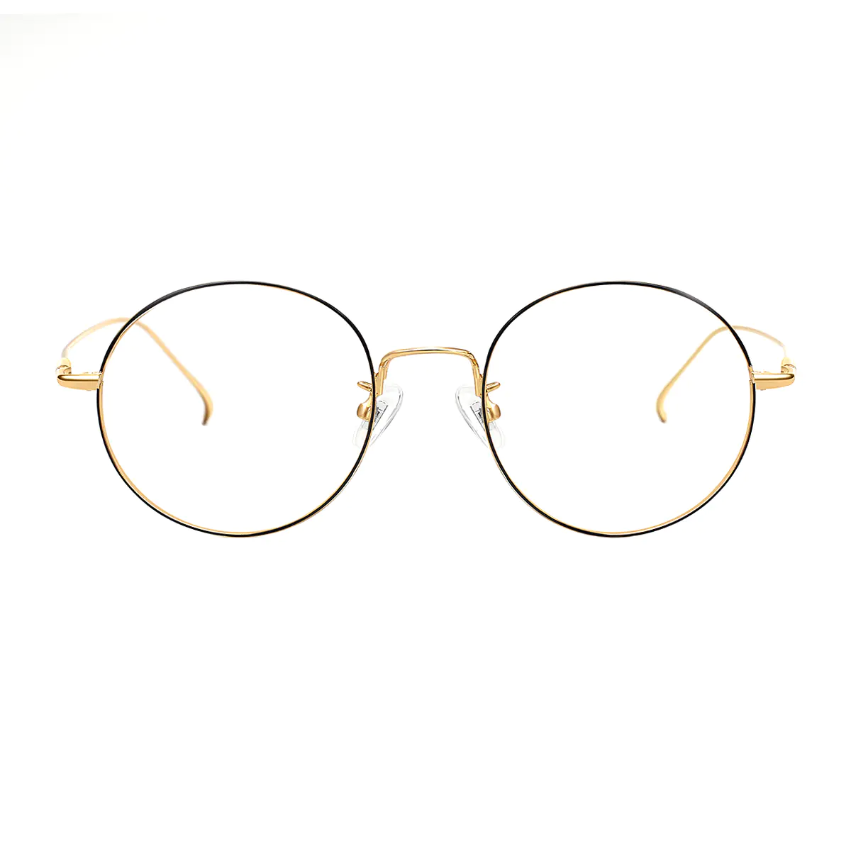 Round Black Gold Eyeglasses