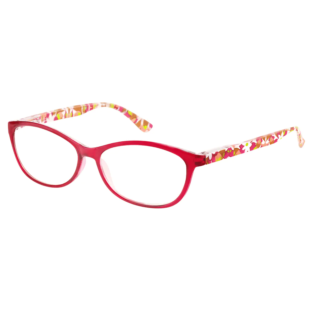 Oval Red Reading Glasses