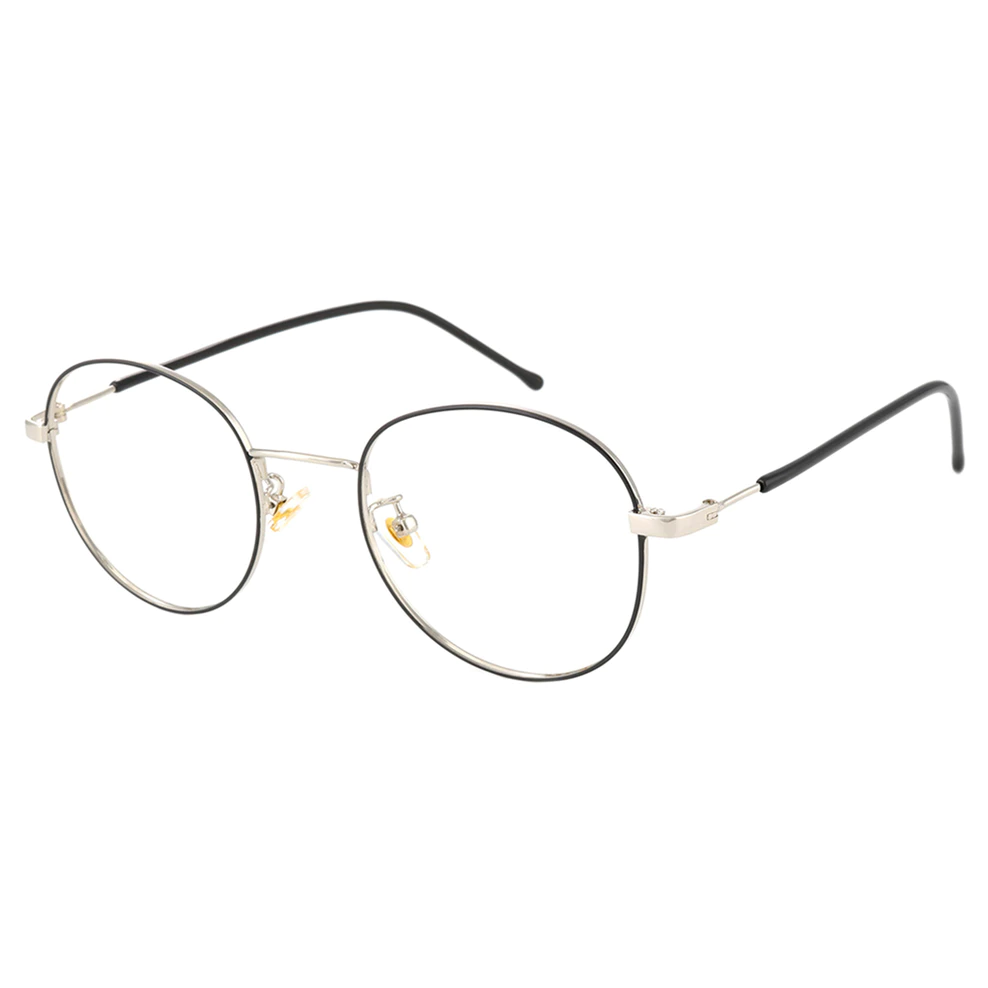 Oval Black Silver Eyeglasses