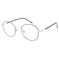 Oval Black Silver Eyeglasses