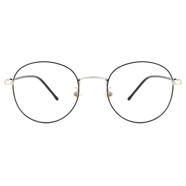 Oval Black Silver Eyeglasses