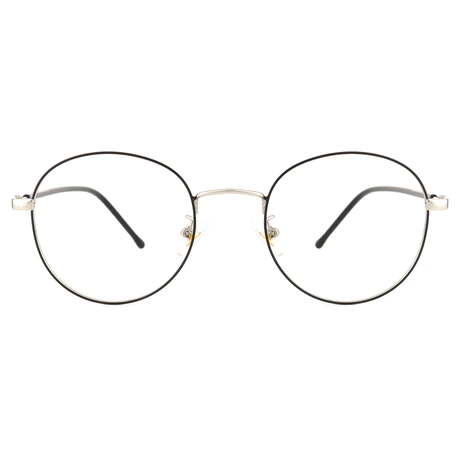 Oval Black Silver Eyeglasses