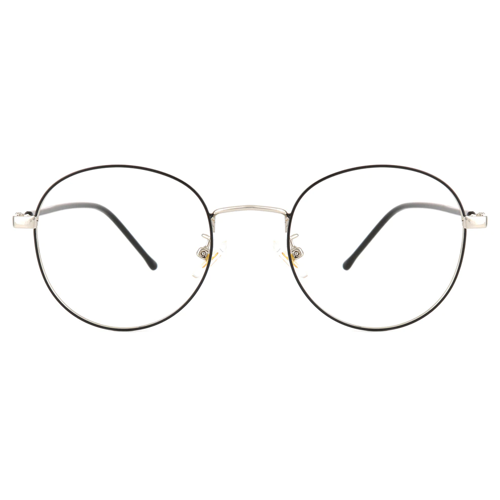 Oval Black Silver Eyeglasses