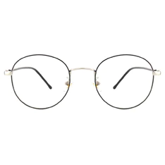 Oval Black Silver Eyeglasses