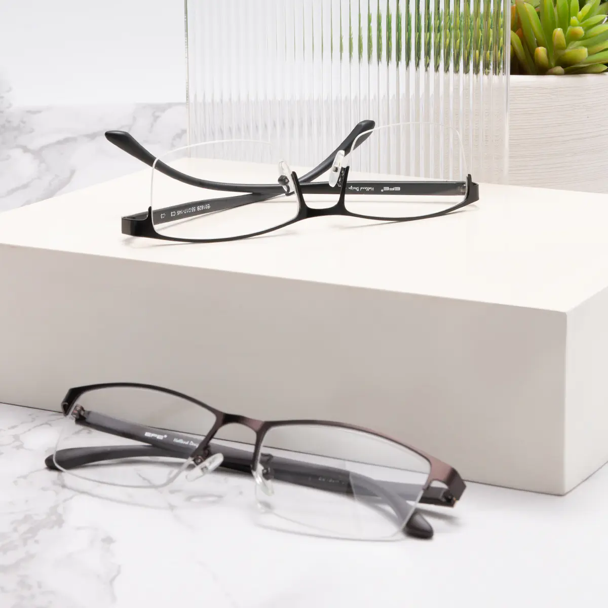 Rectangle Brown Eyeglasses