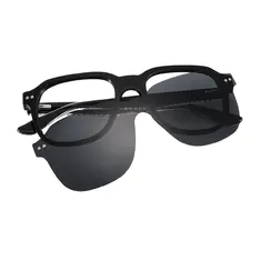 Square Black Clip-On Sunglasses