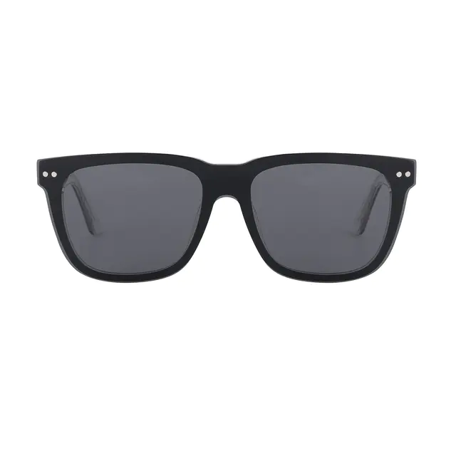Square Black/Clear Clip-On Sunglasses