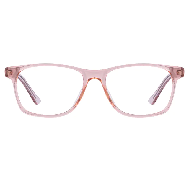Rectangle Transparent Pink Eyeglasses