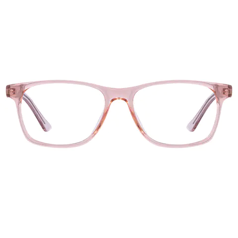 Rectangle Transparent Pink Eyeglasses