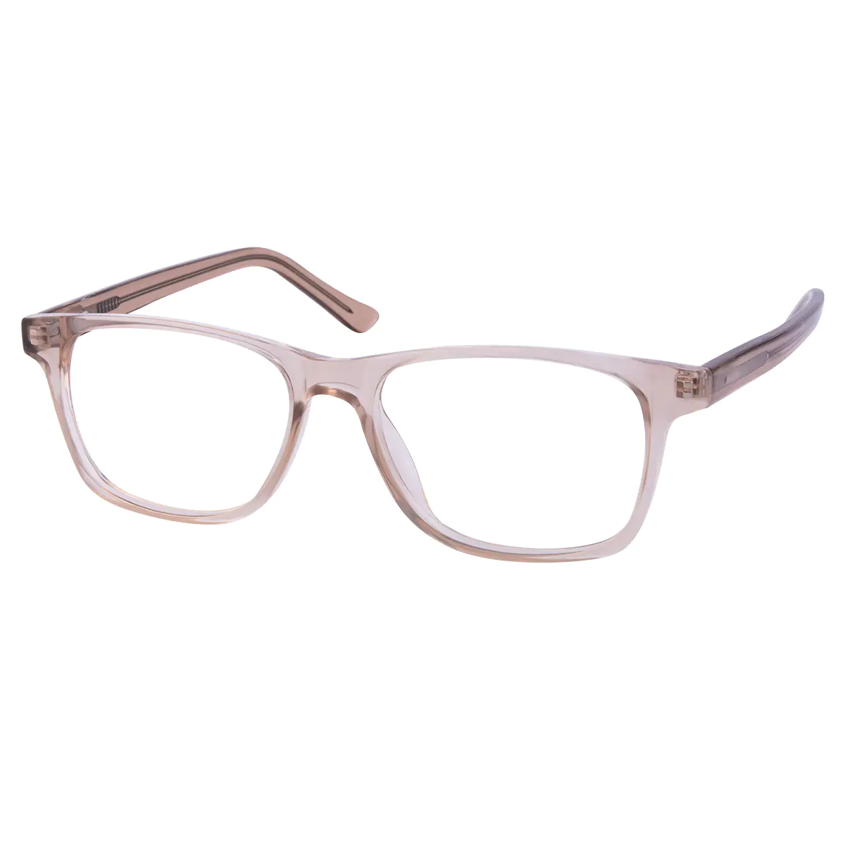 Rectangle Transparent Brown Eyeglasses