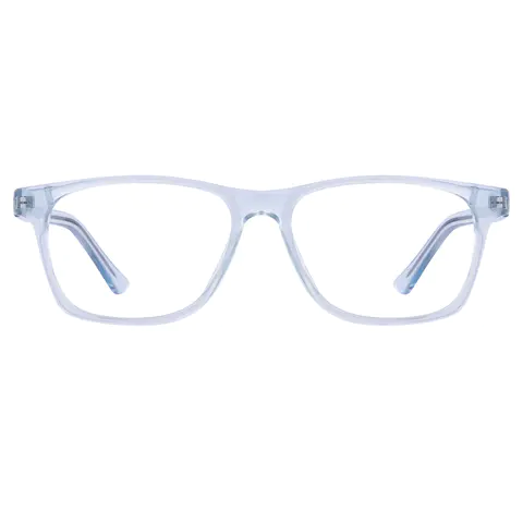 Rectangle Transparent Blue Eyeglasses
