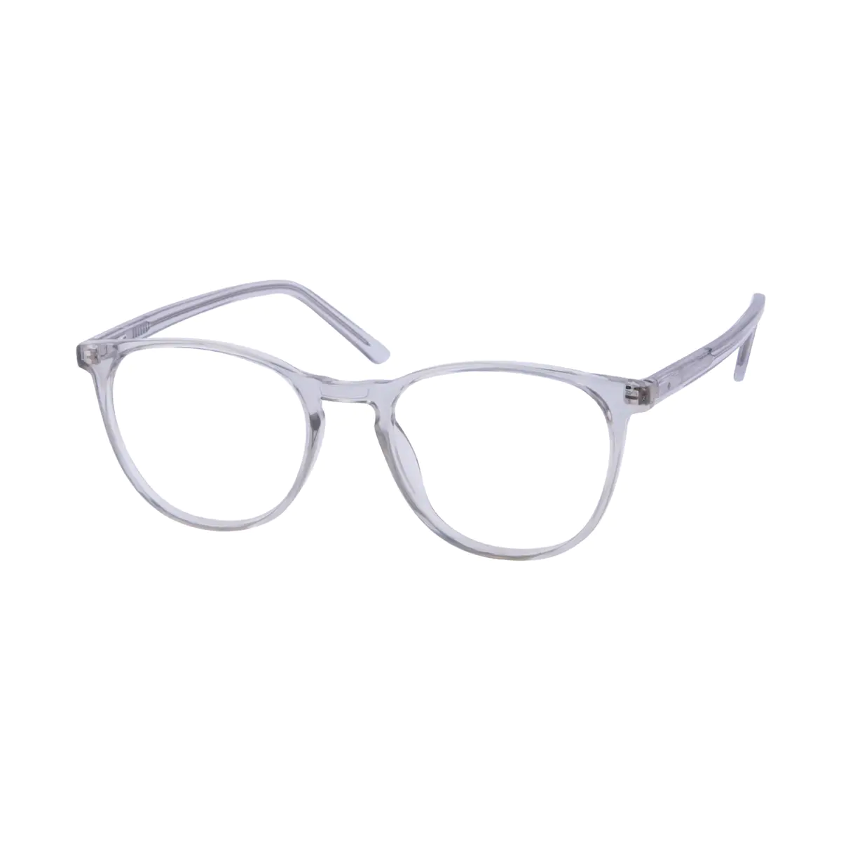 Round Transparent Gray Eyeglasses