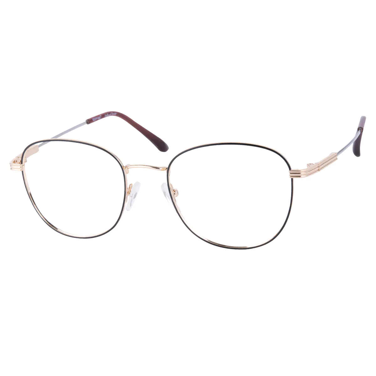 Round Black Gold Eyeglasses