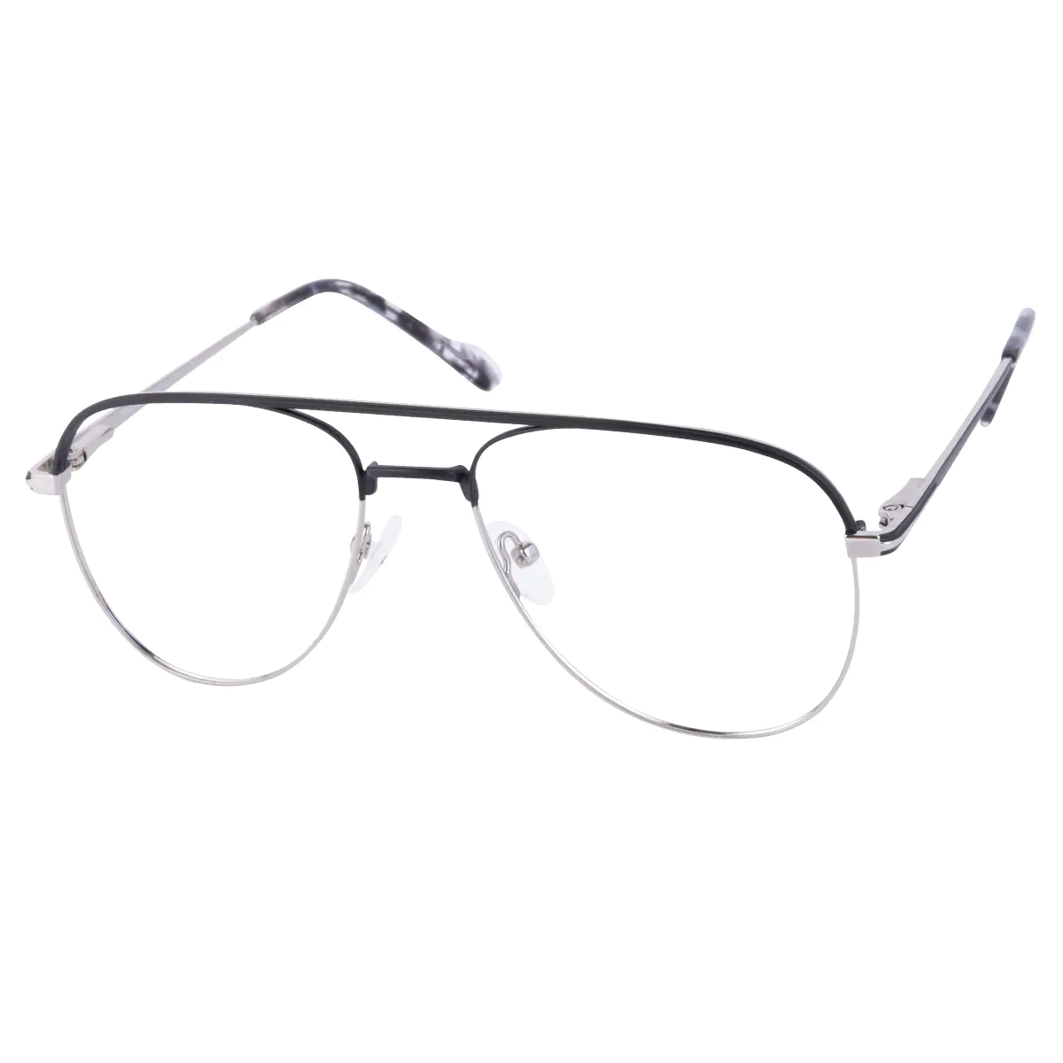 Aviator Black Silver Eyeglasses