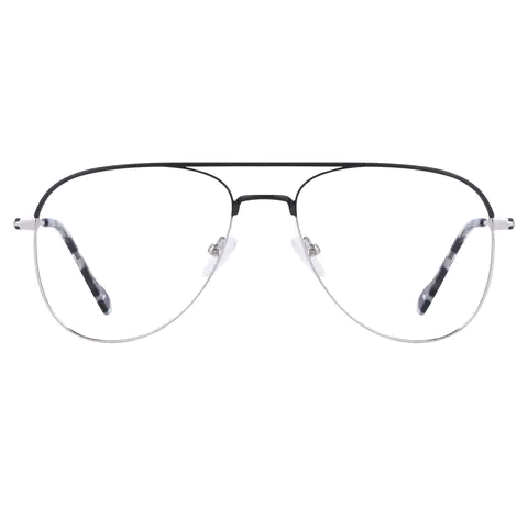 Aviator Black Silver Eyeglasses