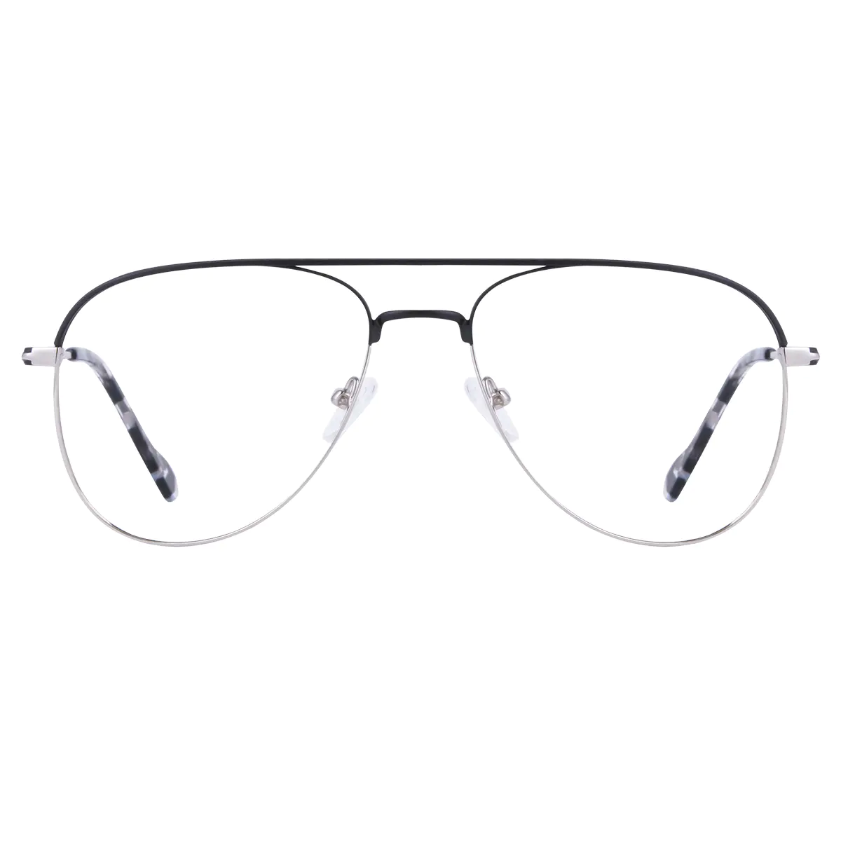 Aviator Black Silver Eyeglasses