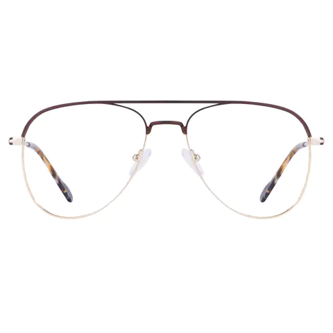 Aviator Brown/Gold Eyeglasses
