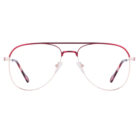 Aviator Red/Gold Eyeglasses