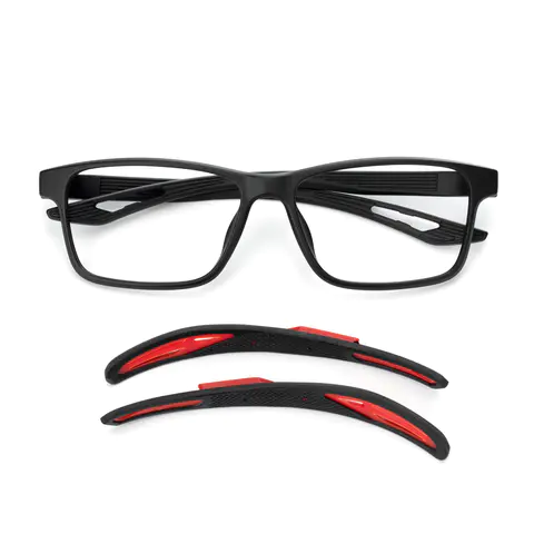Rectangle Black/Red Eyeglasses