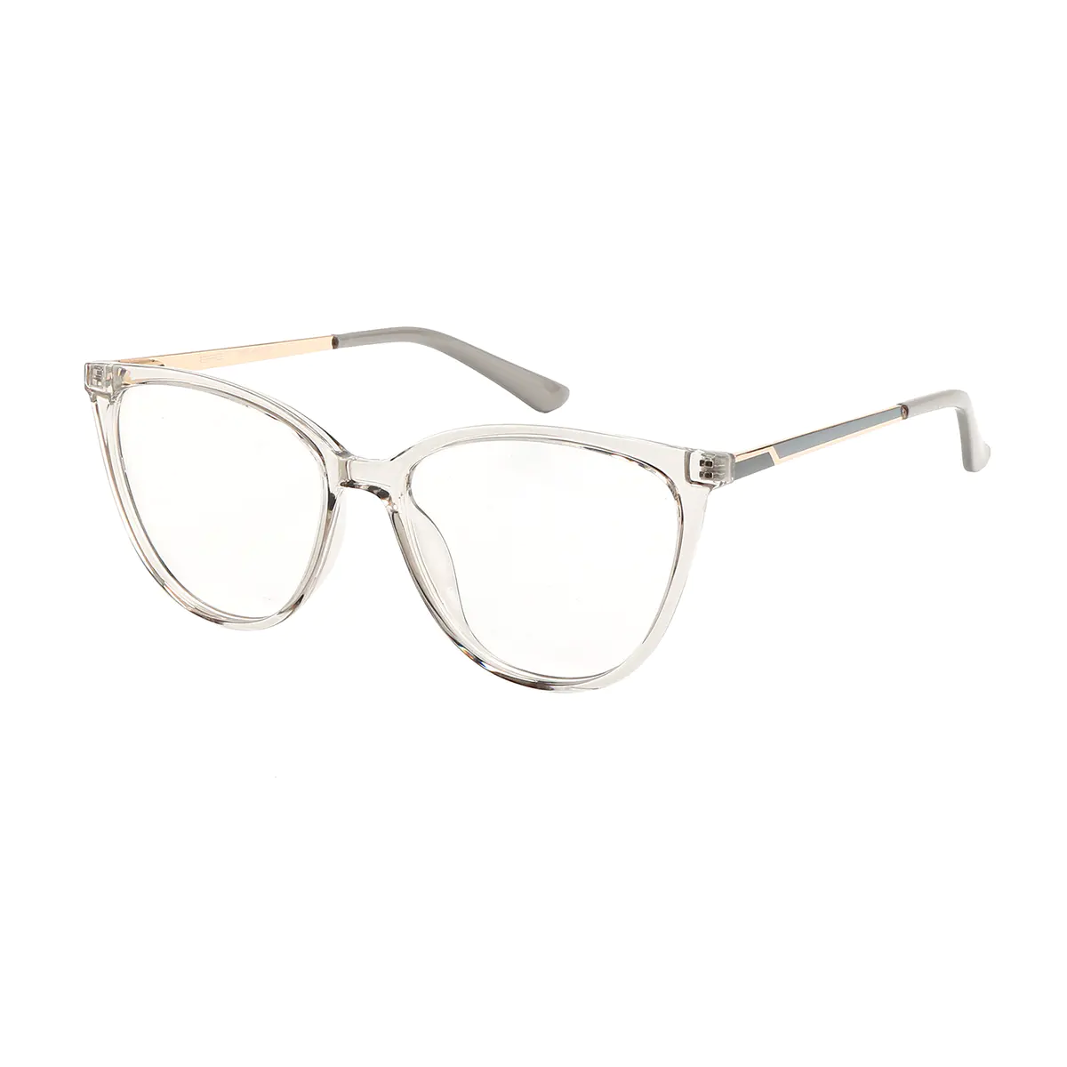 Cat-eye Transparent Gray Eyeglasses