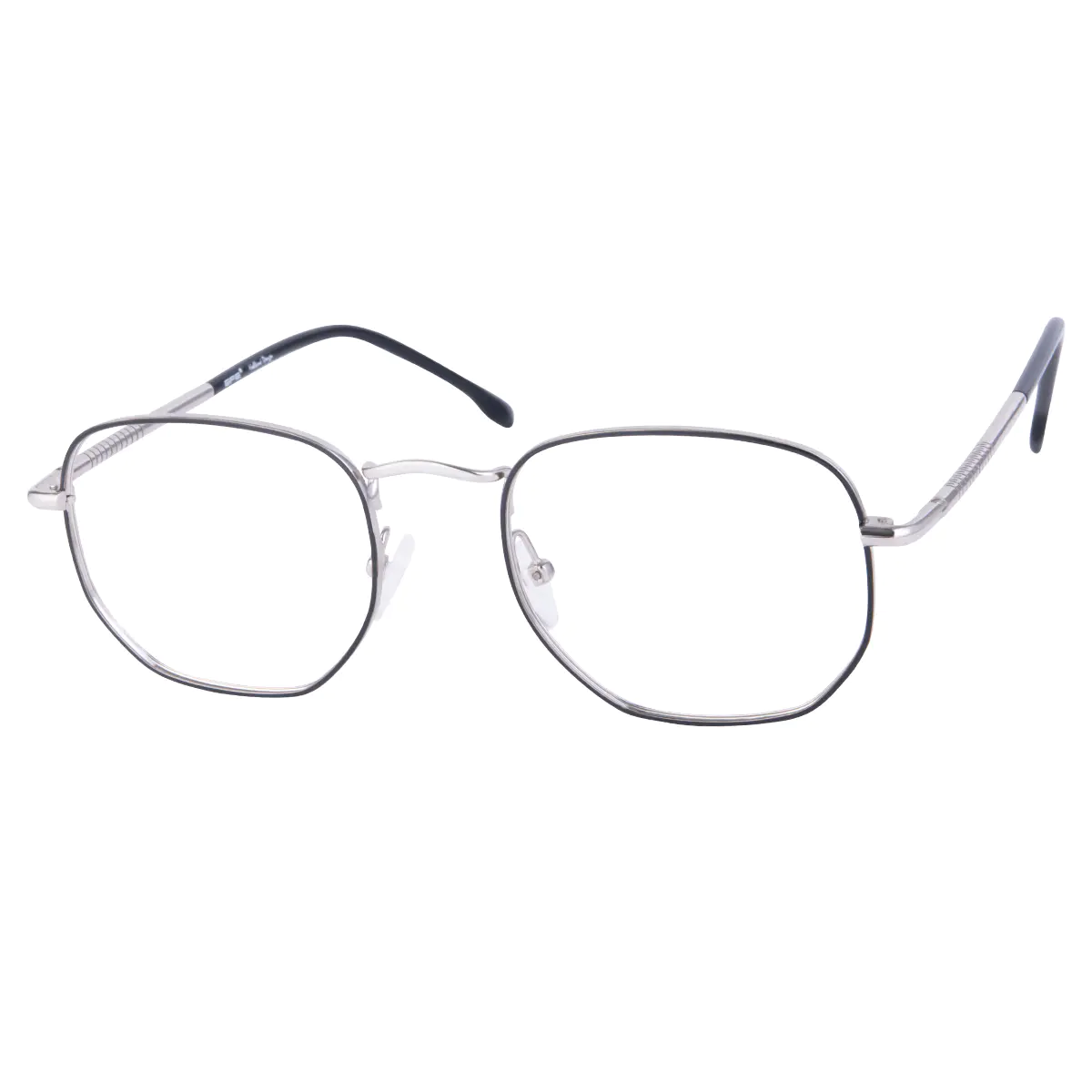 Square Black Silver Eyeglasses