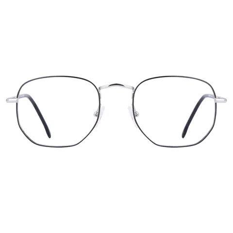 Square Black Silver Eyeglasses
