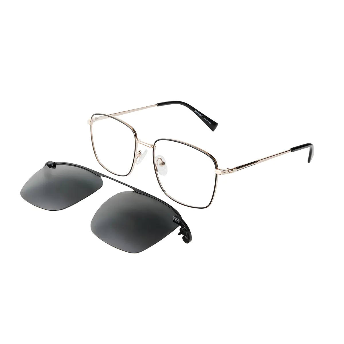 Square Black Gold Eyeglasses
