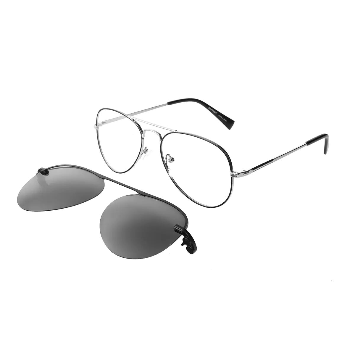 Aviator Black Silver Eyeglasses