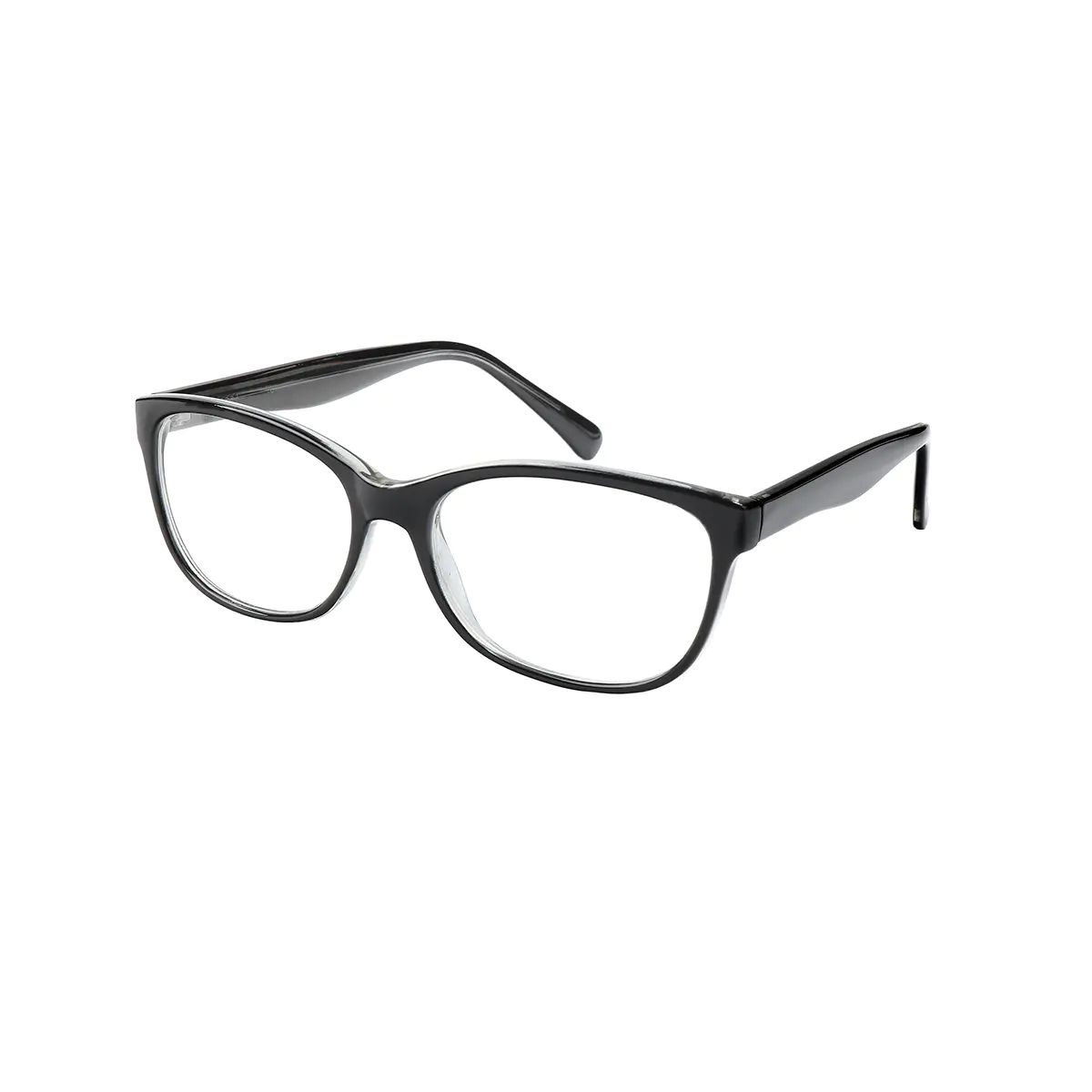 Oval Transparent Black Eyeglasses