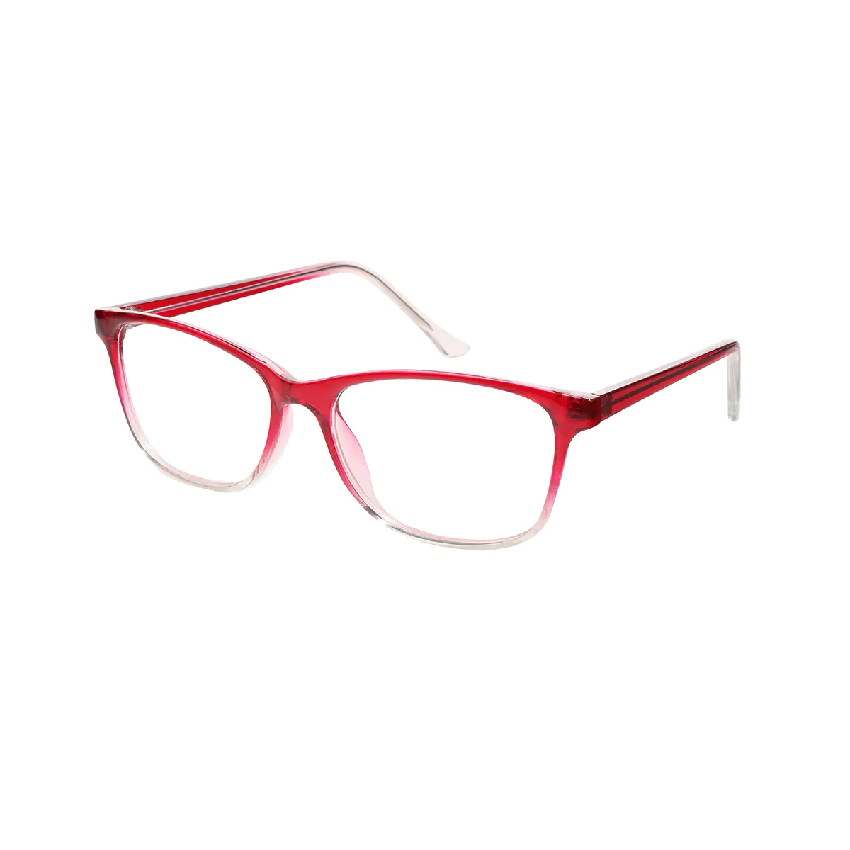 Rectangle Transparent Red Eyeglasses