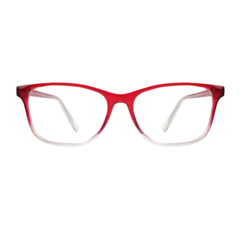 Rectangle Transparent Red Eyeglasses
