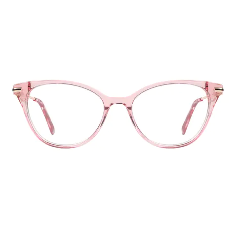 Oval Transparent Pink Eyeglasses