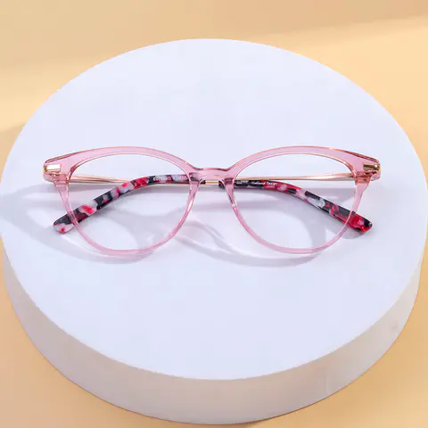 Oval Transparent Pink Eyeglasses