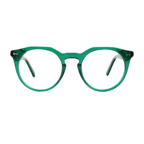 Round Transparent Green Eyeglasses