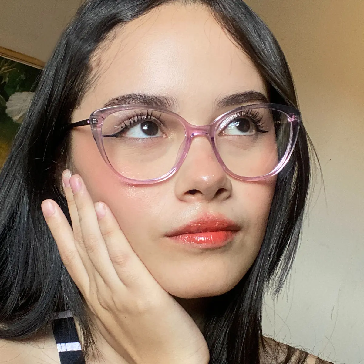 Cat-eye Transparent Pink Eyeglasses