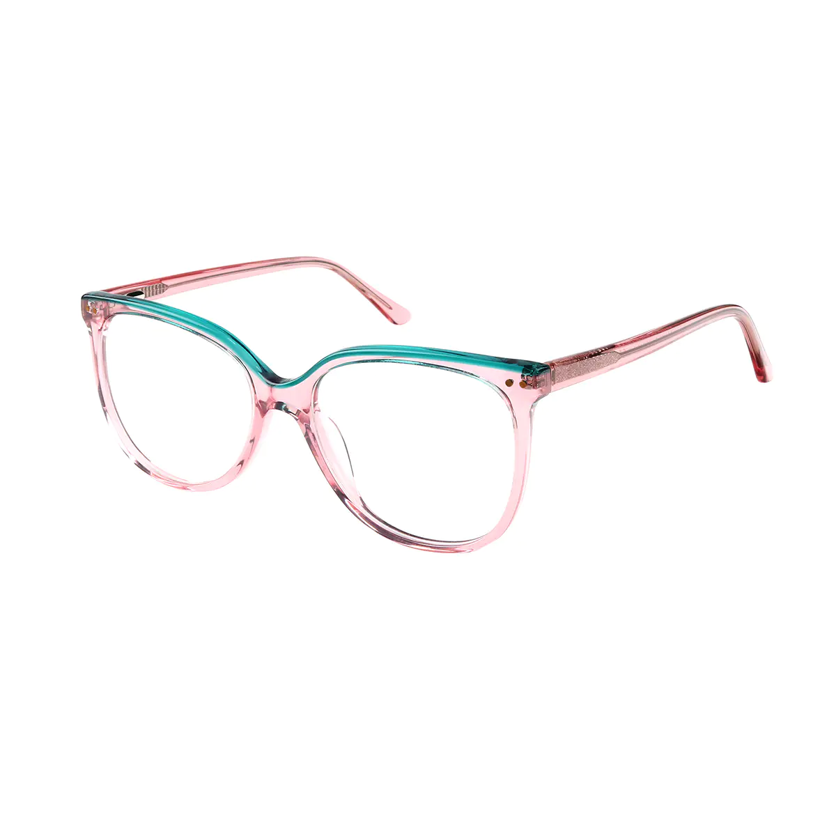 Square Blue/Pink Eyeglasses