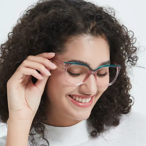 Square Blue/Pink Eyeglasses