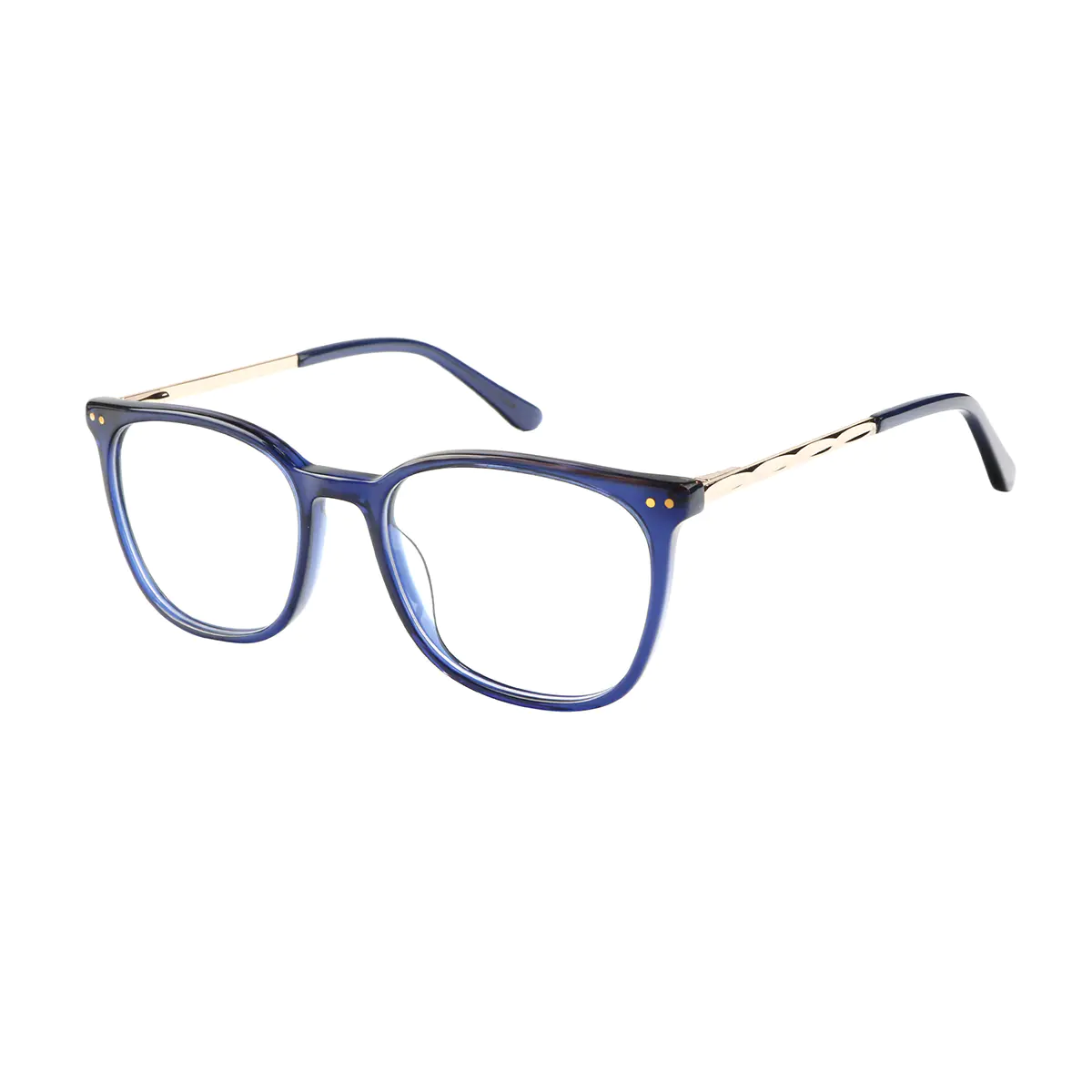 Square Transparent Blue Eyeglasses