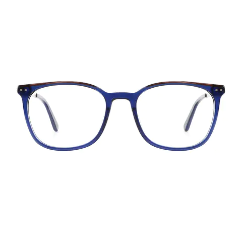 Square Transparent Blue Eyeglasses