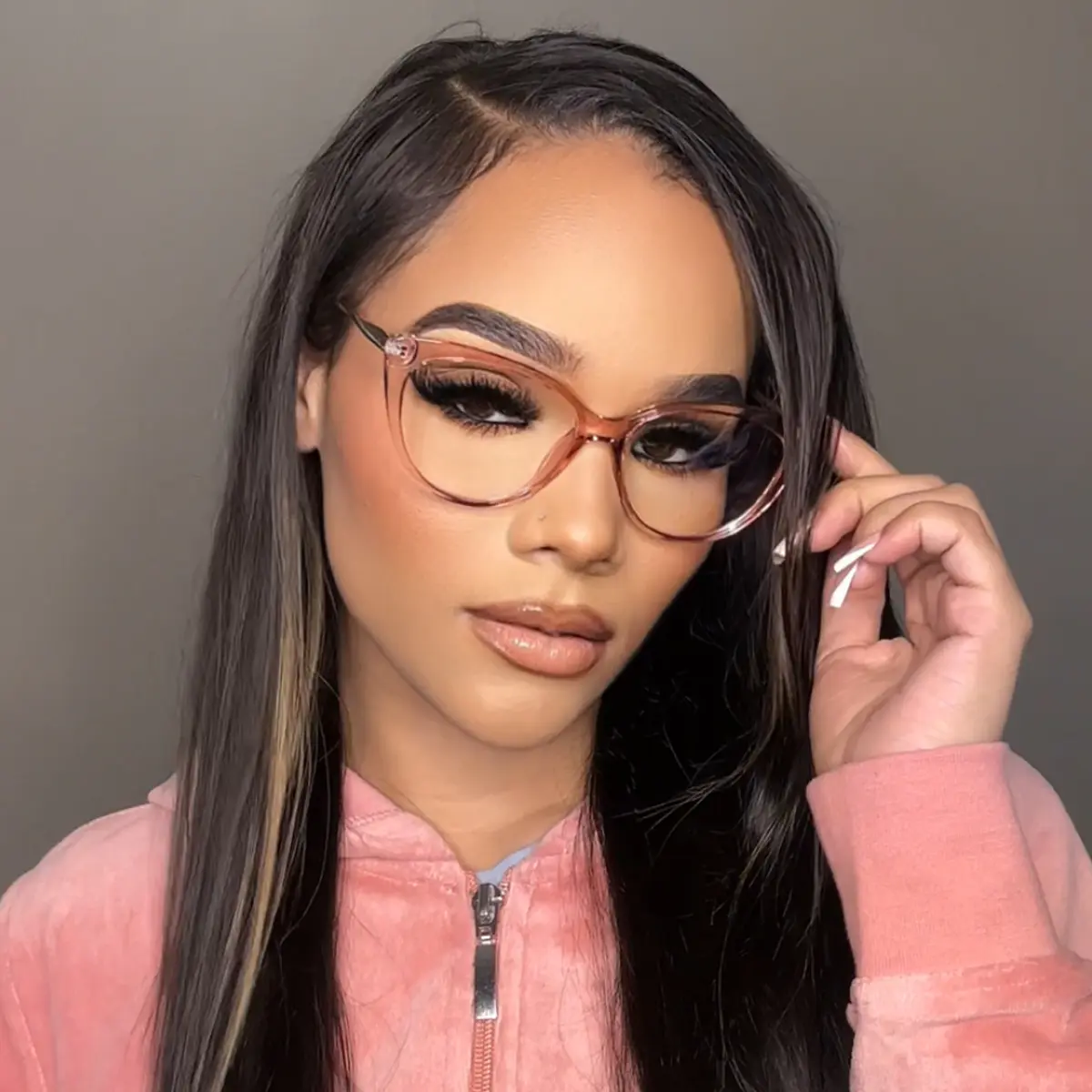 Cat-eye Transparent Pink Eyeglasses