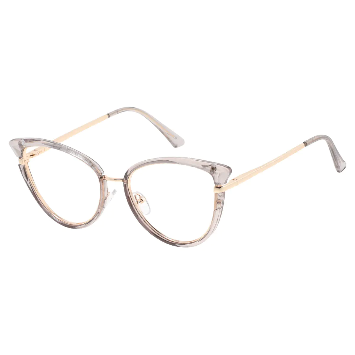 Cat-eye Transparent Gray Eyeglasses