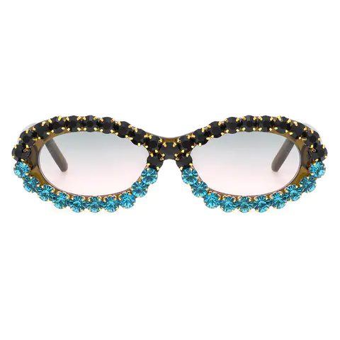 Oval Transparent Green Sunglasses